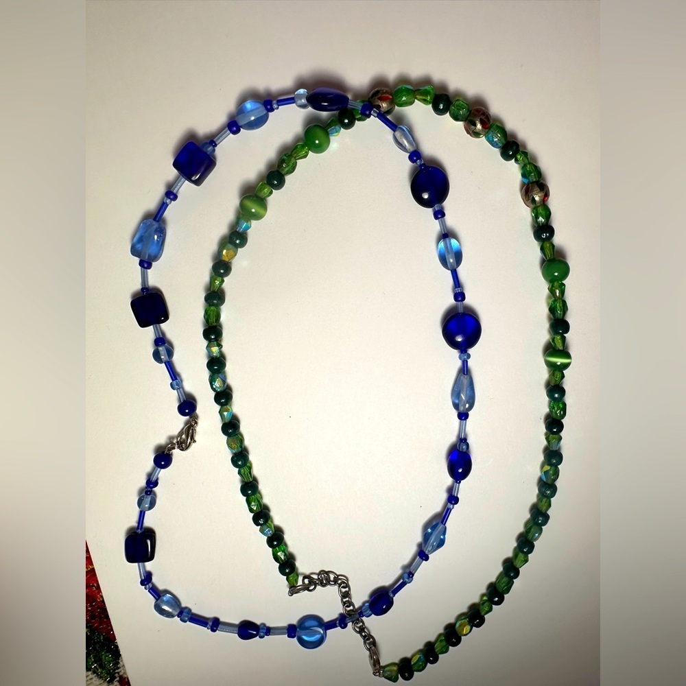 2 glass beaded necklaces